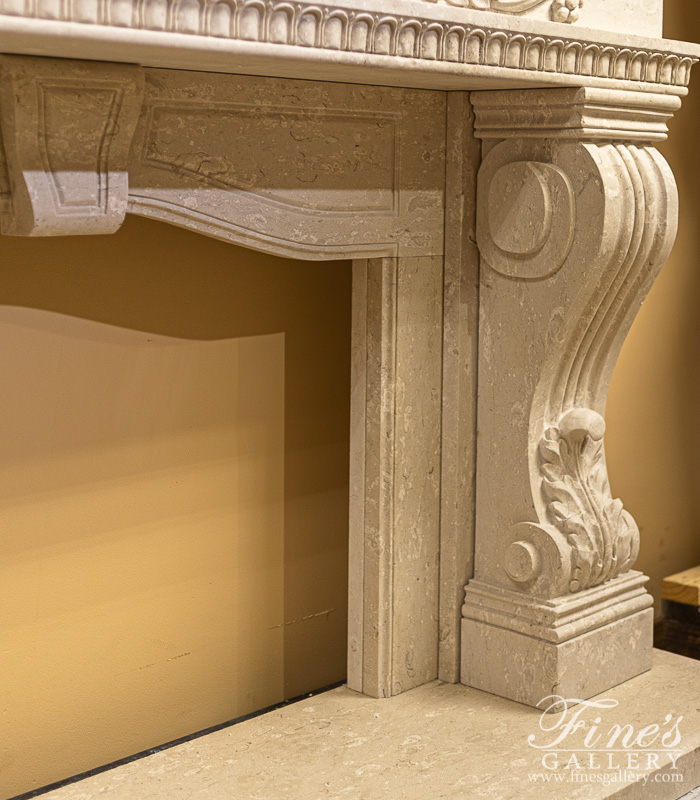 Marble Fireplaces  - Oversized Italian Perlato Marble Fireplace Mantel - MFP-2261